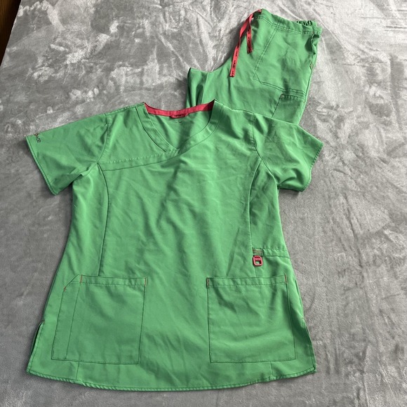 Carhartt Pants - Carhartt Force Scrub Set Womens Large Green V Neck Top Pants Stretch Medical